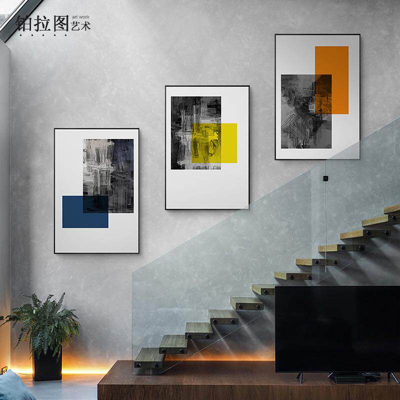 现代简客厅装BLT-色块饰画发背景墙上抽约象轻奢风挂沙画室床头玄