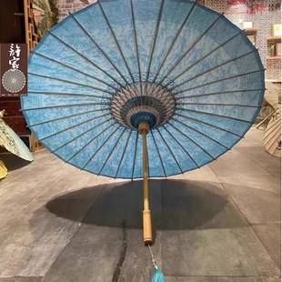 许家油纸伞天空蓝浸染防风防w雨晴雨两用古风拍摄道具汉服桐油伞