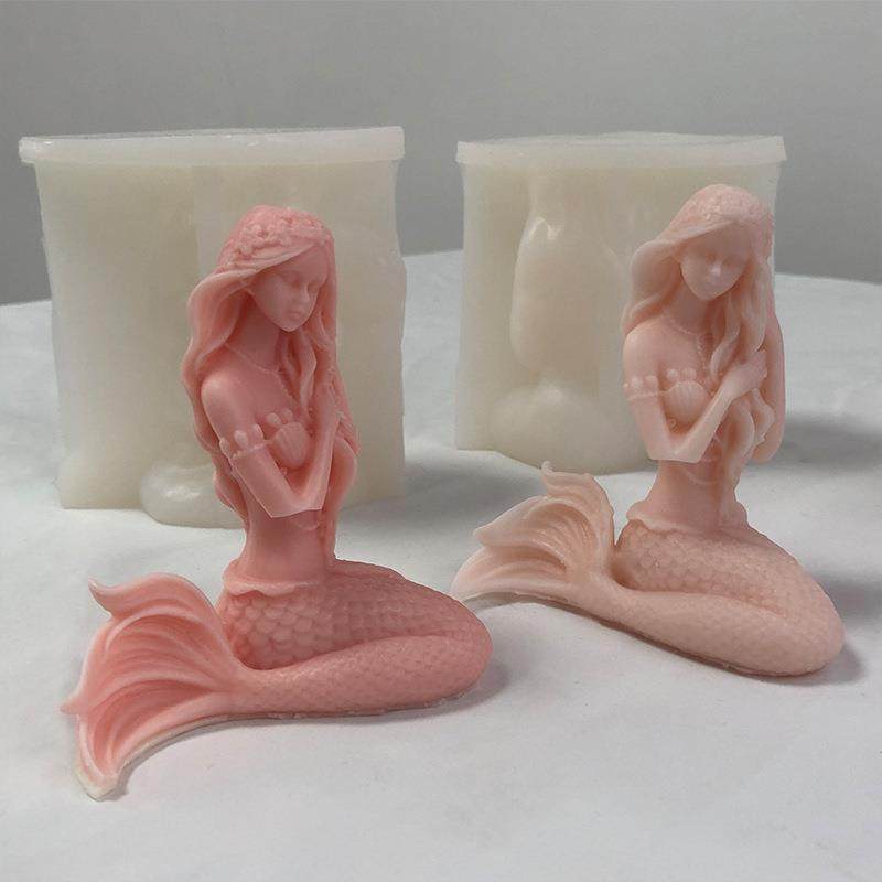 人模体美人鱼RS1-3659香薰蜡烛硅胶具胶di滴y海洋美人鱼香薰石膏