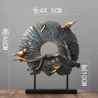 美式象现代玄关室内样板YIS房电视屏柜艺风术品摆件新中式抽小鸟