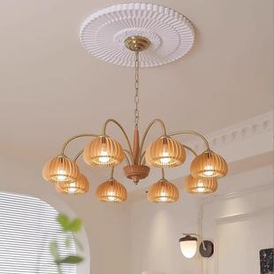 中古南瓜吊灯客厅主灯餐厅卧室日式 原木风民宿复古vintage灯新款