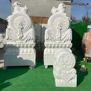 石雕门墩汉白玉抱鼓石一对小象仿古石鼓青石貔貅中式庭院花园摆件