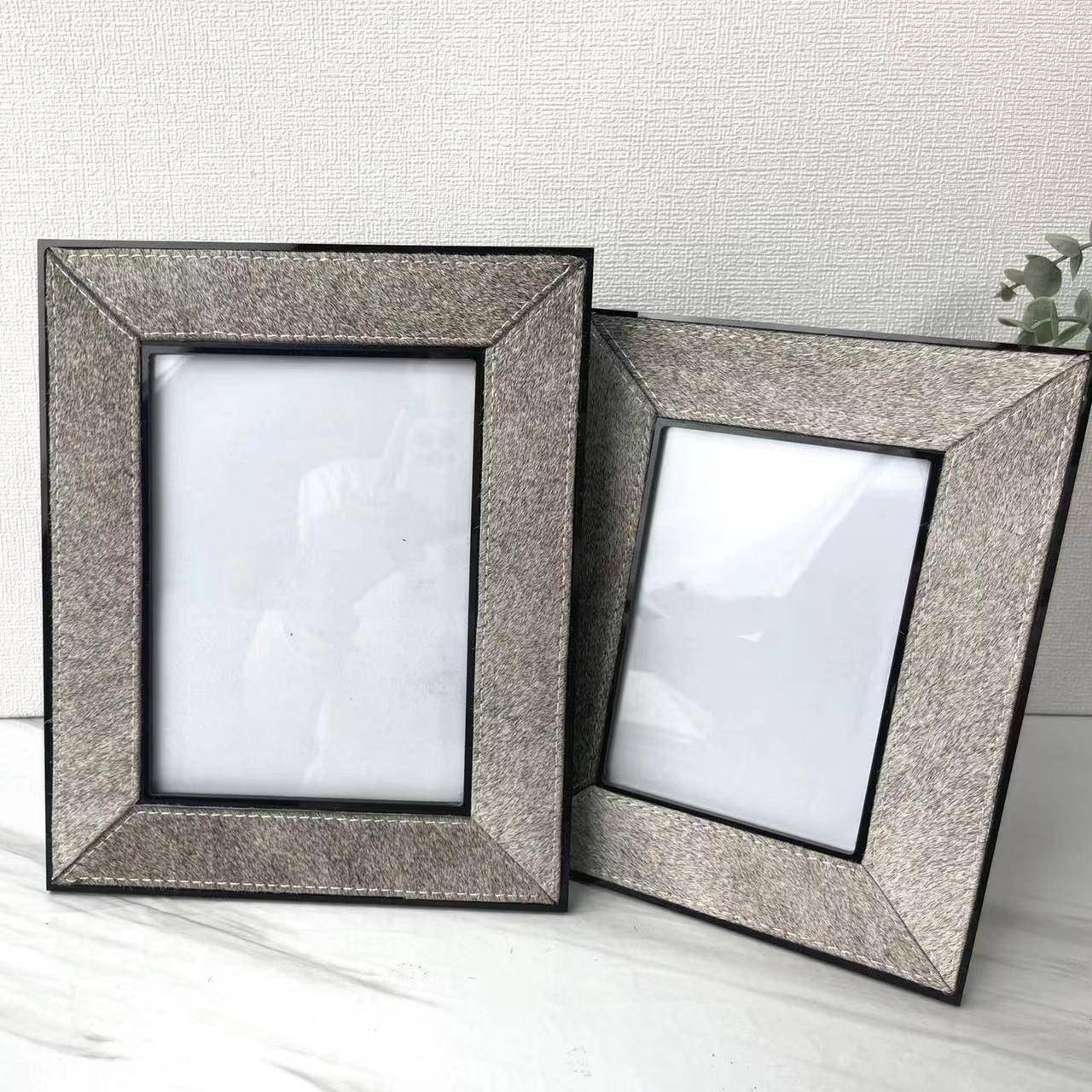 现代头轻马毛奢实木相框摆件照片框桌面床柜书软桌装饰品样板HR56