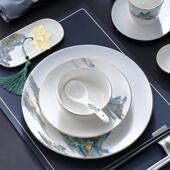 UJZ酒店所会台餐具骨套装 中摆国风碗碟盘餐厅瓷印字