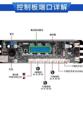 小型DIY激光刻机2轴激光控制雕板动GRBL控制驱82260板可离线脱板