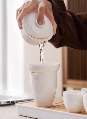 碗羊玉白瓷旅行茶具套装G全48201套家用功夫陶瓷盖茶脂杯礼品印LO