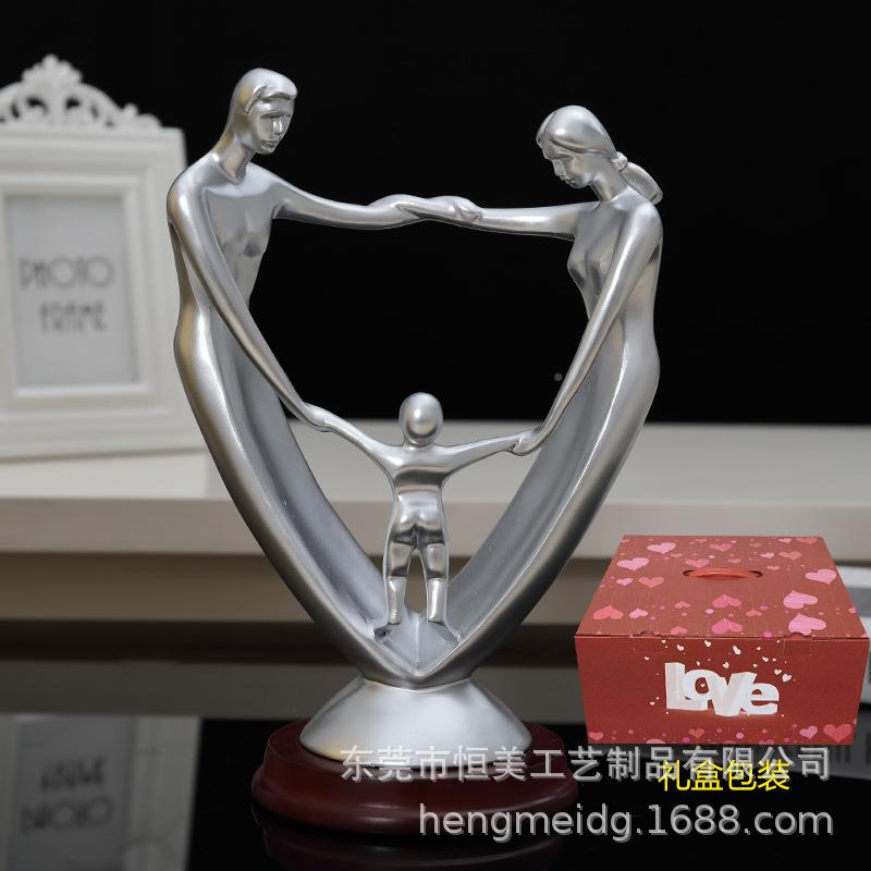 结婚纪念日周年礼物送老婆一四EMT口术件摆四口之家艺品家居家摆