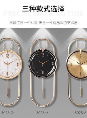 98028全金钟表客厅家用尚挂属钟欧设式现代高端挂壁钟个性化计时