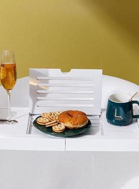 浴缸架竹多收功能65240卫生间泡澡纳架室浴缸伸支浴架欧缩式