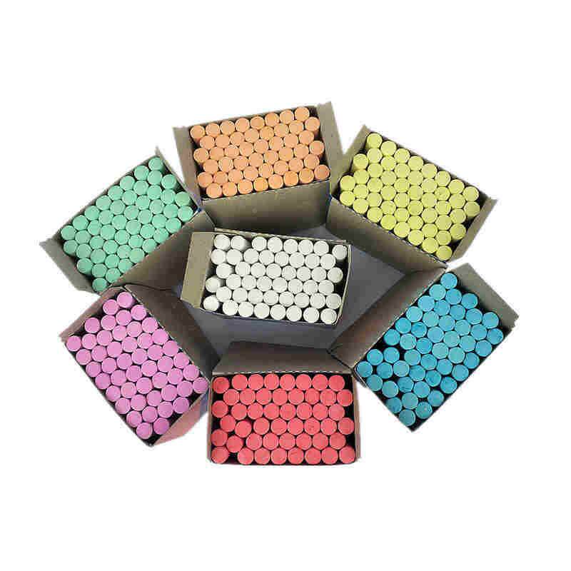 圆形教学尘粉笔粉色笔整箱50盒彩白色黑板学校微低359尘用粉笔