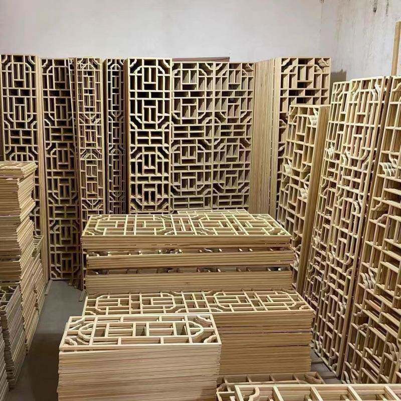 实花格中木窗式月镂空木雕吊顶装饰仿古门隔断屏风TKL洞门背景墙