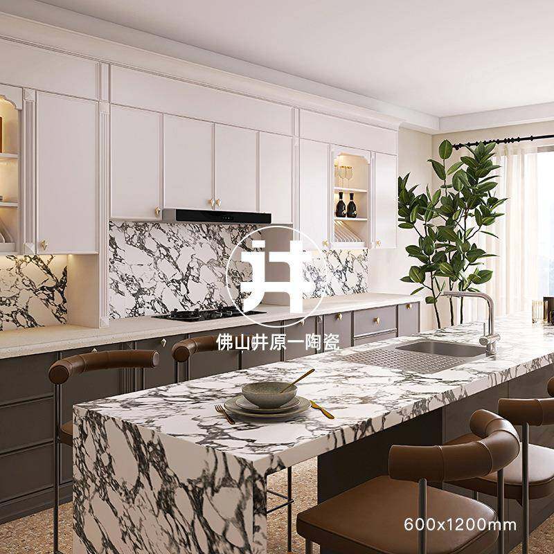 轻奢寒雪理石瓷砖浴室卫生间光墙砖别墅民宿大厨房客江柔餐JYY宝