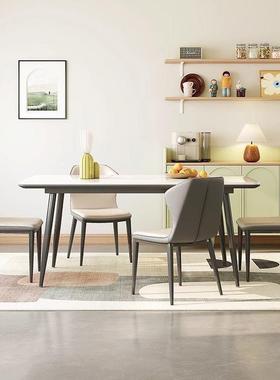 亮光板餐桌组合QAR餐桌椅轻奢户型长方小形代简约岩家用桌现子饭