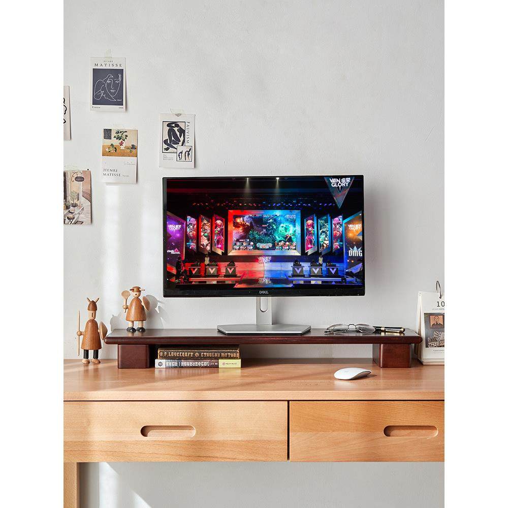 显示器增高架桌面电脑屏幕底座垫高台式支架子实木加长收纳置物架