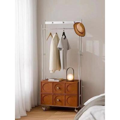 欧式卧室家用实木衣帽架落地多功能挂衣架不锈钢可移动收纳柜