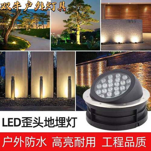 偏光歪头led可调节角度牛眼地埋灯嵌入式照树灯圆形防水户外庭院
