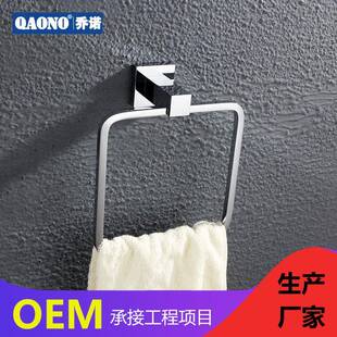 全铜毛巾架方形杆浴室置物架酒店五金挂件铬色直售2508