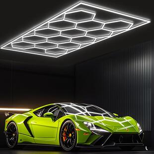 蜂窝LED洗车灯工业会议室车库灯异形吊灯399W汽车精洗工位美容灯