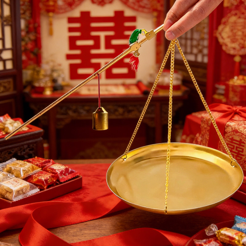 喜事铜秤手提秤称心如意礼品套装图片