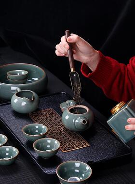 轻夫奢窑冰裂功哥茶茶具套装家用高档中式小套MYZ泡茶壶茶杯办公