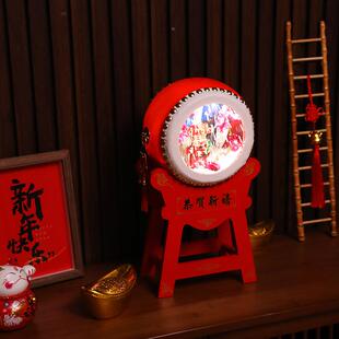 新款意过年装饰品雪小鼓摆件酒创店商场家居飘贺年布景氛围锣127