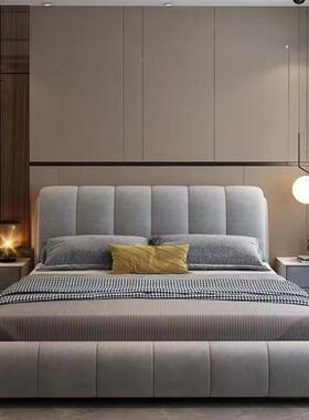 北欧代简双人1SLJ1.8米现主卧室.5米轻约奢实木科技布储物床软靠