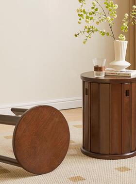 创实木一圆意设计款结凳实耐用可叠放餐凳茶几体实84336木多功能