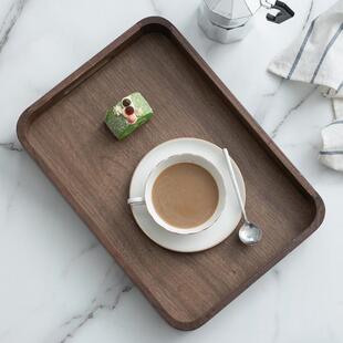 黑桃胡木托1盘茶盘榫卯结构圆带角手木质茶水托盘新提中式轻奢风