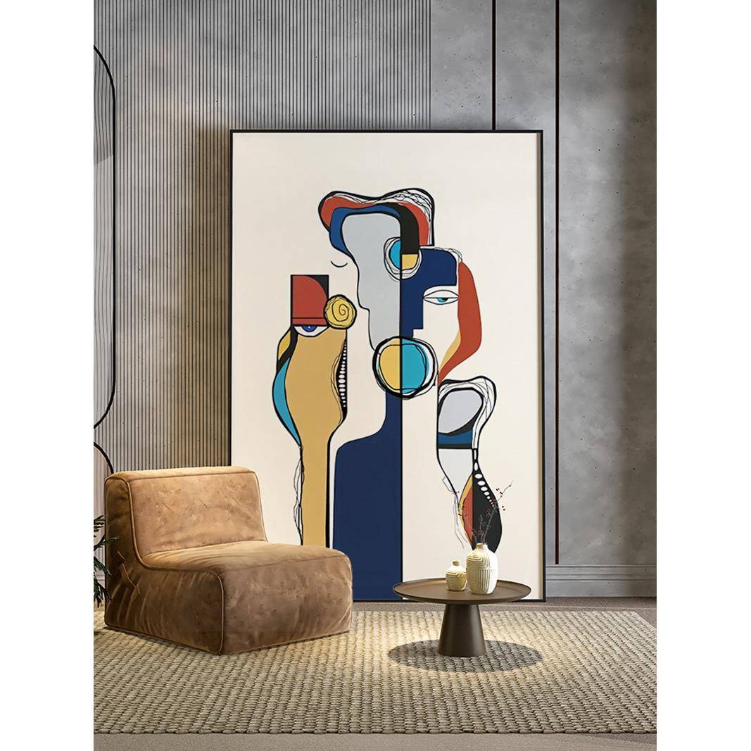 现代轻奢客厅玄关装饰画抽象艺竖术墙人物背景壁走EM-2296廊过挂