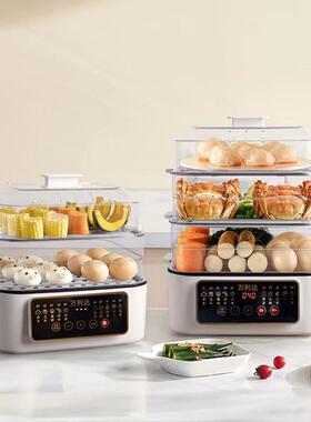 火锅煮电蒸锅多功层能家用三定时蒸55315箱锈钢大不容量上蒸下蒸