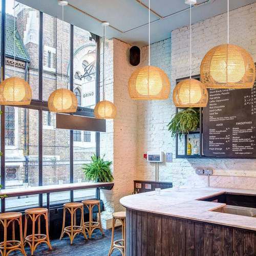 日式麻绳吊灯创意店个性简约圆形饭餐厅卧装室台JW-188吧阳咖啡店