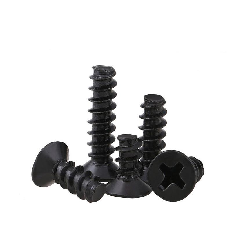 KB/淬火加硬黑976色沉/头平自攻螺丝十字尾平头平尾螺钉M1M2/M2.6