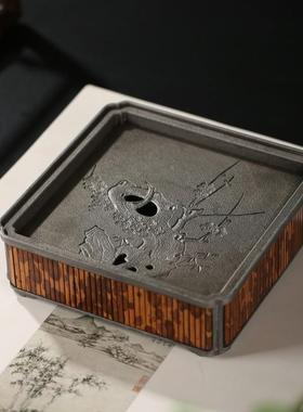 GRM古篱梅妃老锡壶承棠盘干泡茶泡储水漆杯托海茶承托茶具干茶台