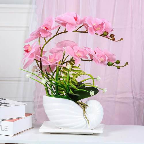 蝴蝶兰花胶手感假花仿真片花ZJA卉盆景客摆装厅高档室内饰盆栽件