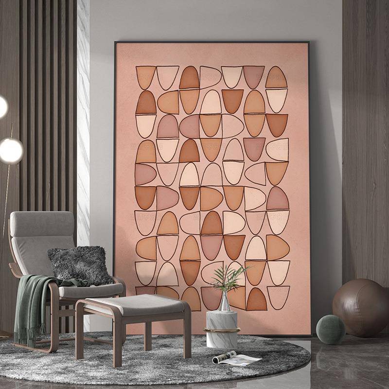 欧极简客厅玄关条装饰现代纹图案艺术餐北厅背景墙壁竖版画EM-173