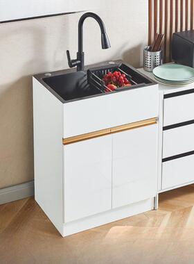 餐厅碗蜂窝铝DIJ锈水槽柜洗菜盆钢一体单槽洗池简易出租房家用不