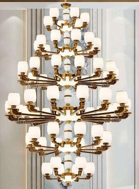 中式大吊灯现代客厅中国新风玉石餐厅复64593式楼灯大厅楼梯防虫