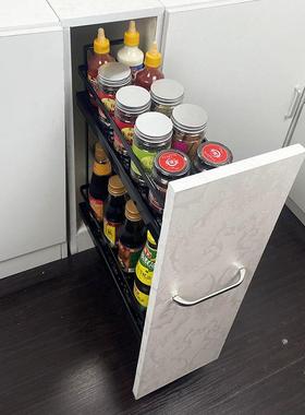 拉篮厨房柜夹缝侧装调橱味阻尼轨道小户型1篮50柜223400窄柜子