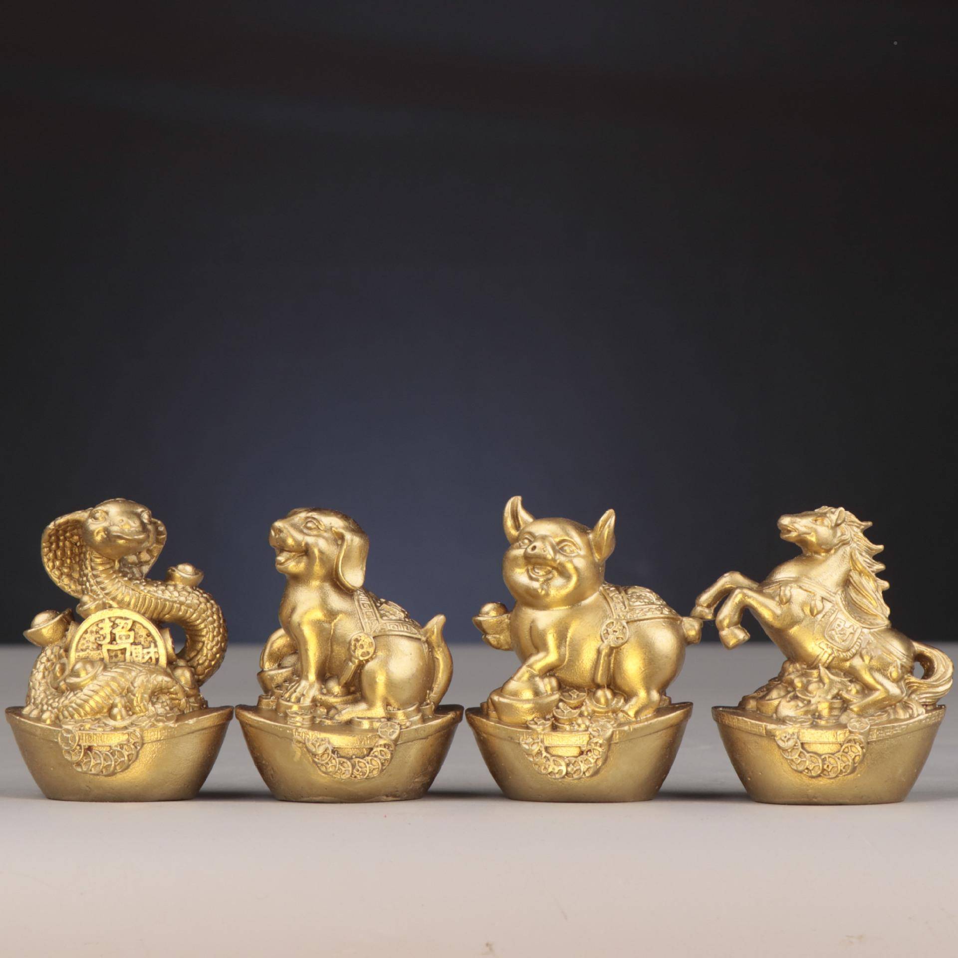 杨铜记居办公室铜KMP十家生二肖铜宝生肖元迷你生肖元宝摆件