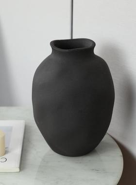 复古磨大陶瓷花瓶现代简砂约客厅玄关插花抽象号KFJ艺术装品饰摆