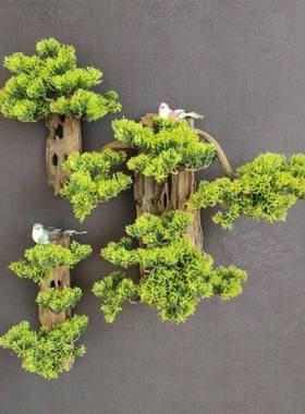 仿真迎客手工小树挂墙壁件装饰品挂书房壁客厅酒店松壁饰kSSC4CRj