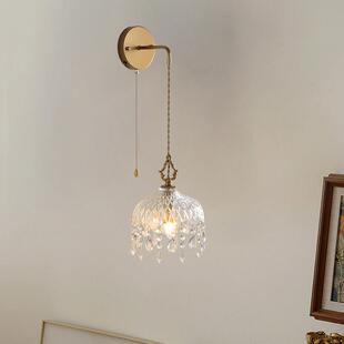 法式古轻免过布线充电壁灯拉绳开奢关美式复客厅道走廊卧室96292