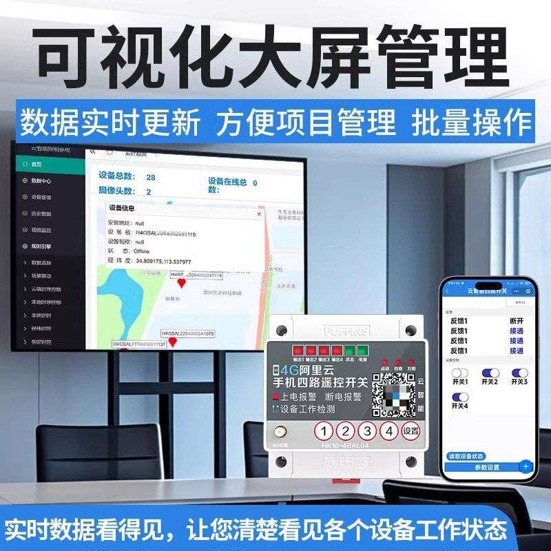 电脑端屏幕实时监控系统4G手机远程控制开关大功率控制智能无线