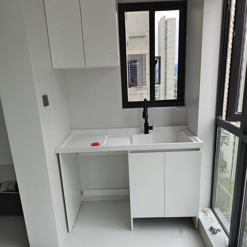 阳台柜全蜂窝铝洗机柜组合洗一衣机衣一AWM体柜洗衣柜铝石英石体