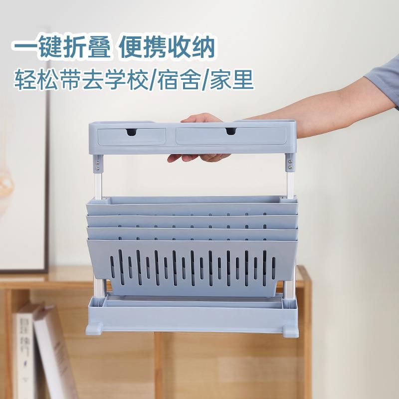 南国书香拉杆桌边叠书架折收书纳金铝合置物架小推车无品牌/学生