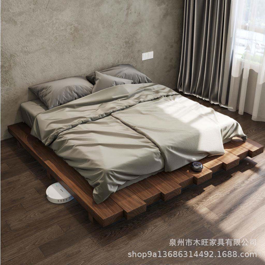 榻地榻米实木MW-010床原式双人矮床地铺床日民宿复古阁楼悬浮落地