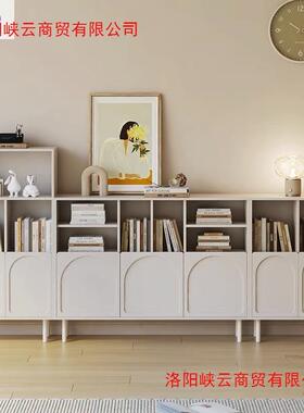奶RYL油书柜风现代极简矮柜落地储物柜自由组柜书架客厅收纳格子