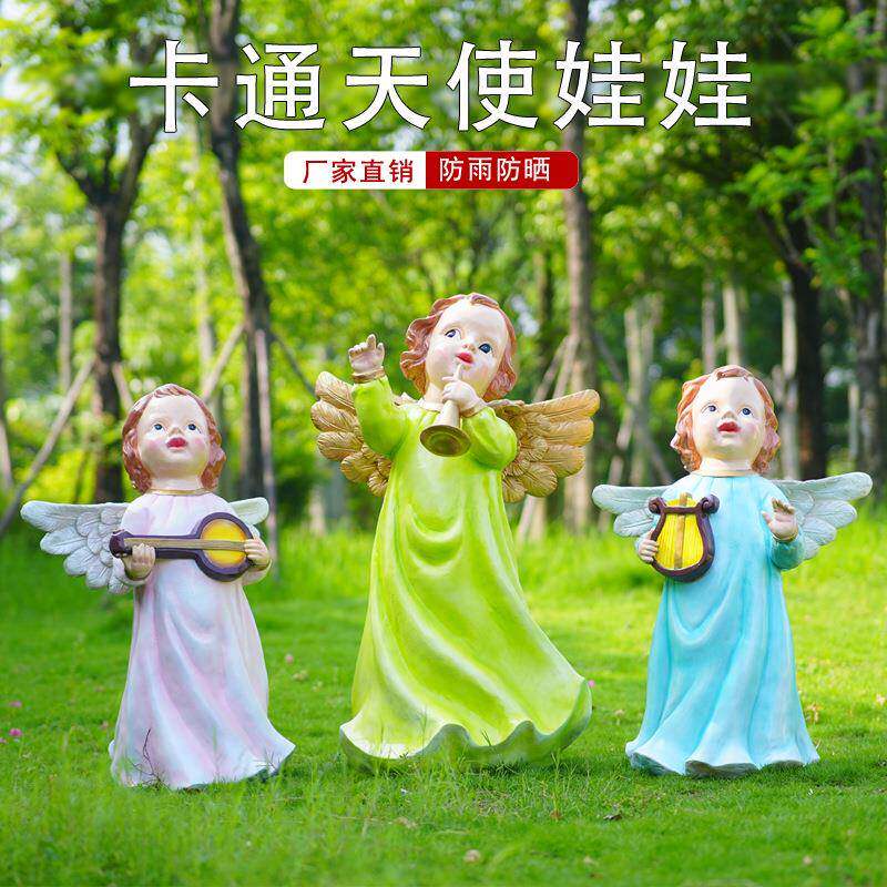 卡通爱天林使雕塑可娃娃仿石摆件酒店天使摆件教堂花园庭院园窗橱