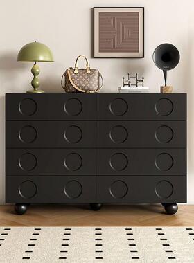 奶黑色复厅古斗柜卧室床尾柜收纳储NSS物柜客沙发玄柜关柜油风五