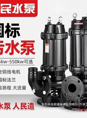 上企人民标污水泵380V三相潜排水污PRZ国泵单抽相家用220V水排污